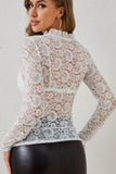 Lace Trim Long-Sleeve Top