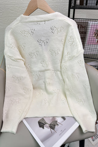 Buttoned Cardigan With Bow Accents