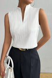 Ribbed High-Neck Sleeveless Top