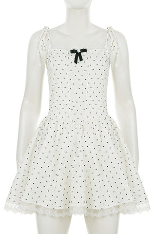 Polka Dot Tie-Strap Casual Dress
