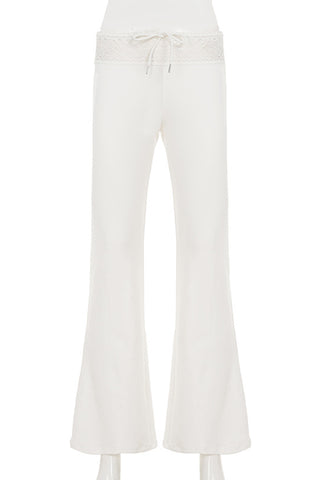 Lace Detail Flared Casual Pants