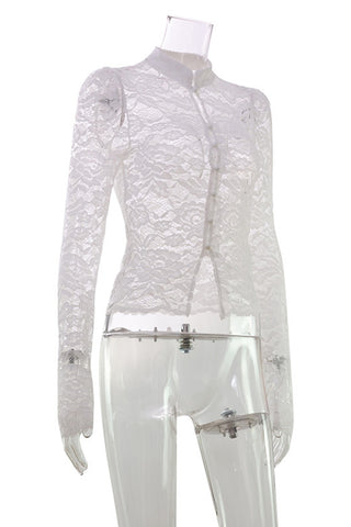 Elegant High-Neck Lace Blouse