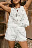 Eyelet Short Set with Open Back