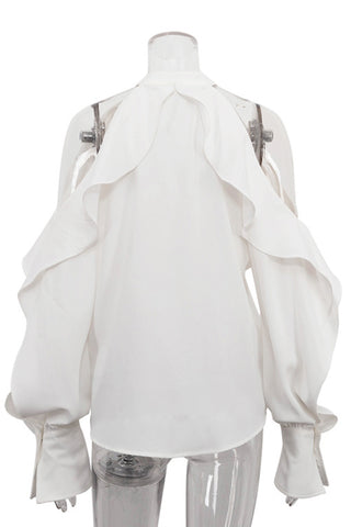 Ruffled Button-Front Blouse