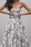 Strapless Floral Casual Dress