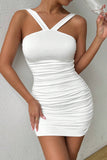 Double Strap Ruched Mini Dress