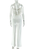 Draped Neck Pants Set