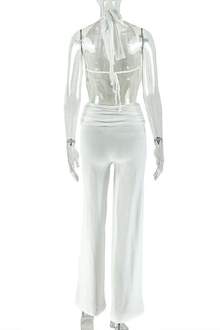 Draped Neck Pants Set