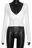 V-Neck Long Sleeve Peplum Blouse