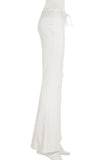 Lace-Trim Flare Casual Pants