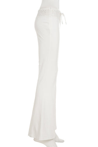 Lace-Trim Flare Casual Pants