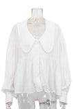 Oversized Collar Button-Up Blouse