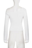 Asymmetric Button-Detail Long Sleeve Top