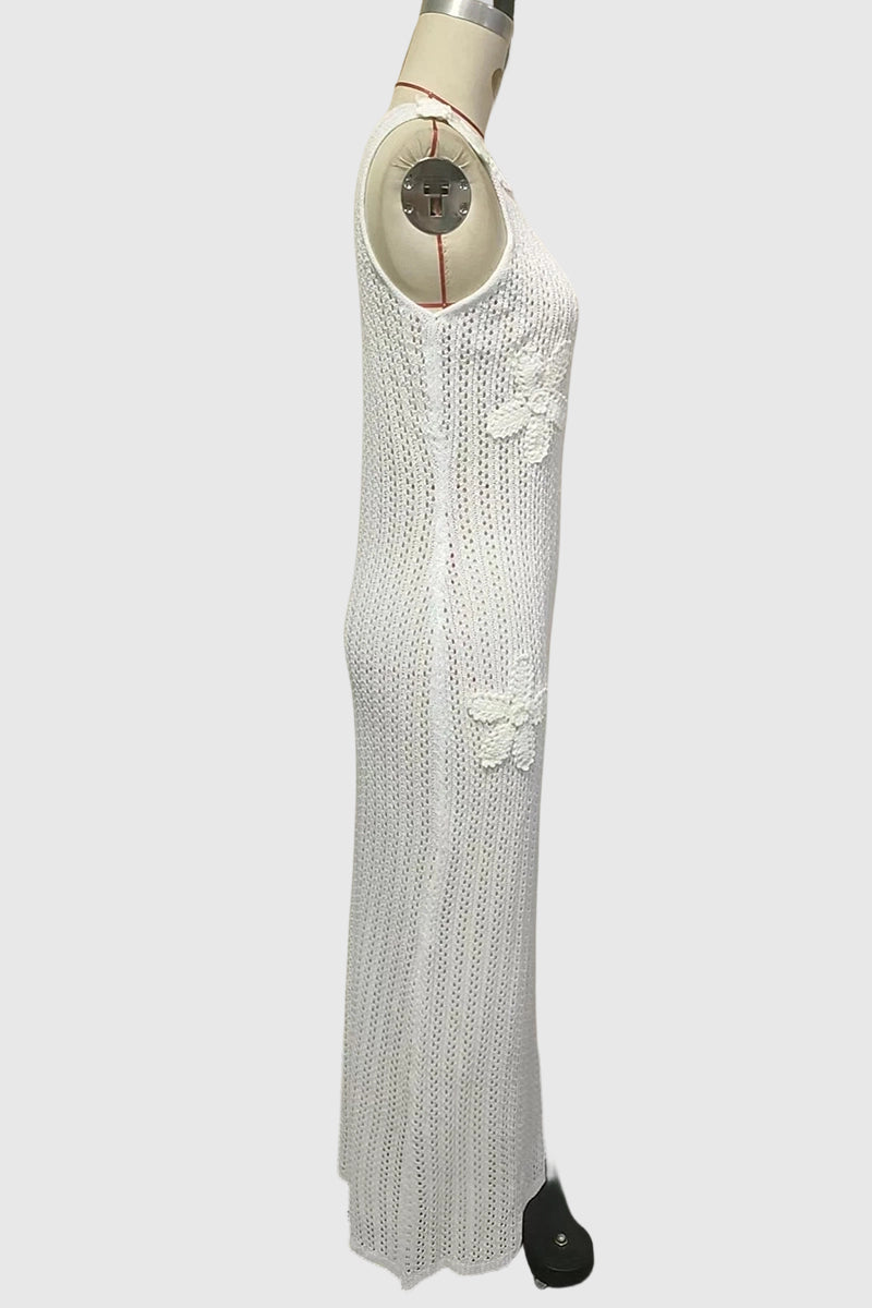 Crochet One-Shoulder Casual Dress