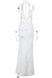Plunge-Neck Halter Dress