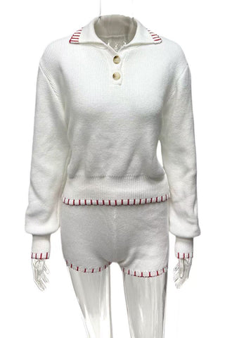 Button-Accent Sweater Short Set