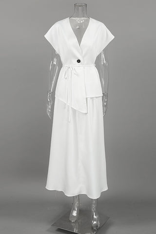 Elegant Buttoned Skirt Set