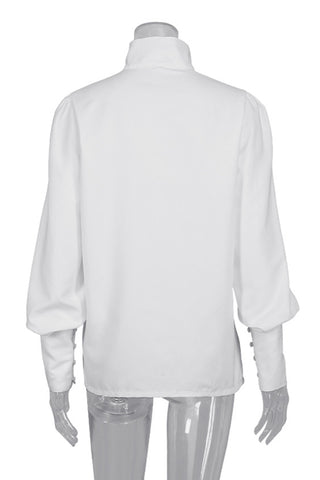 High Collar Button-Up Blouse
