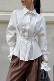 Button-Up Long Sleeve Blouse