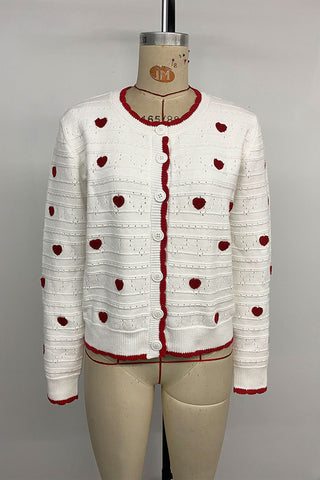 Heart Pattern Button Cardigan