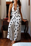 Polka Dot Halter Maxi Dress