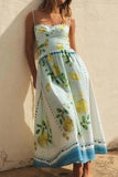 Lemon Print Sundress with Spaghetti Straps