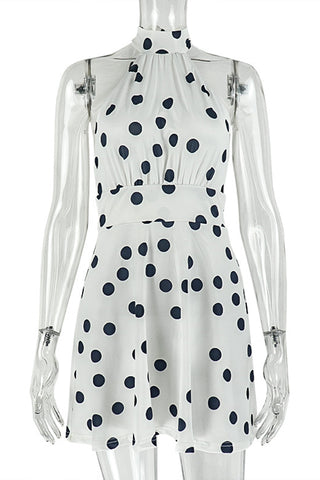 Polka Dot High Neck Casual Dress