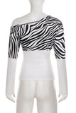 Asymmetrical Zebra Print T-Shirt