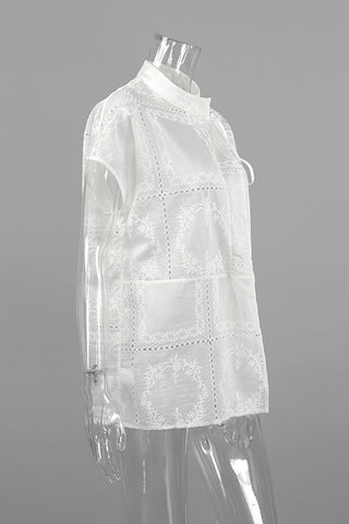 Patterned Button-Up Blouse