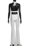 Halter-Neck Belted Pants Set