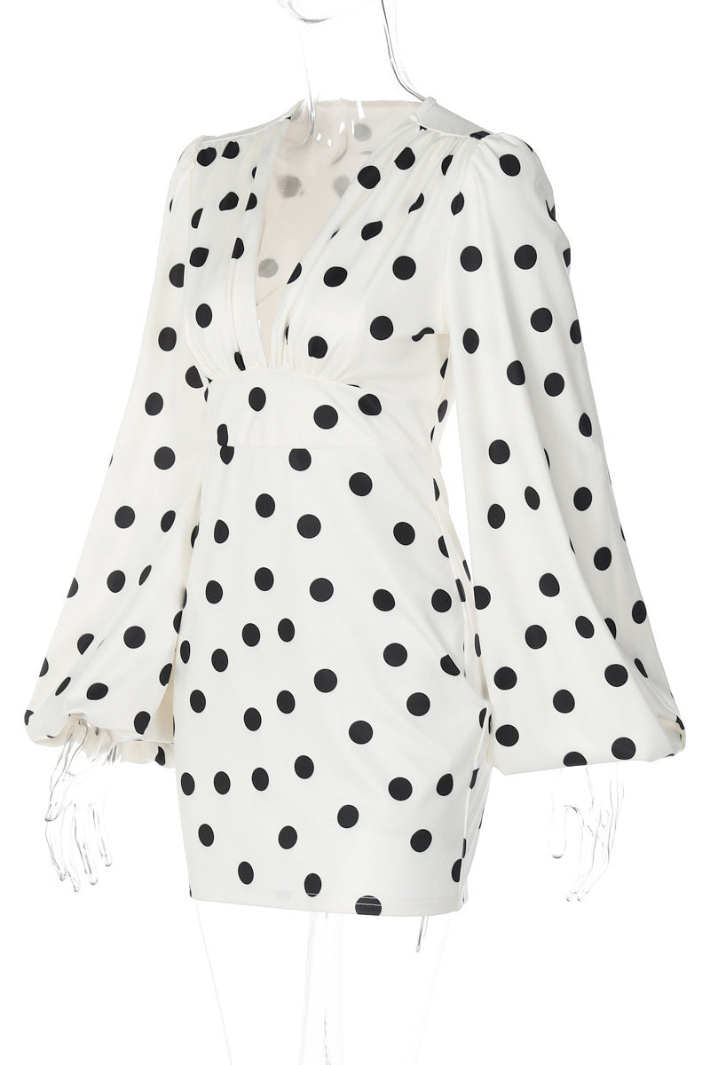 Polka Dot V-Neck Casual Dress