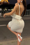 Chic Feathered Evening Dress