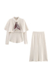 Elegant Two-Piece Skirt Set with Knit Details