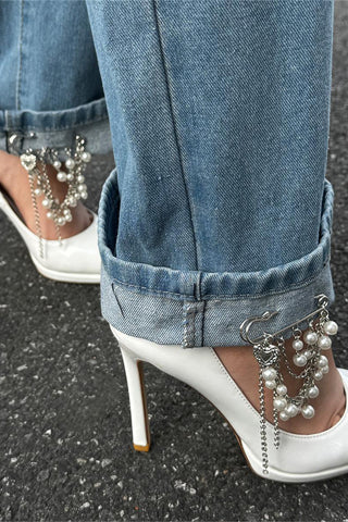 Pearl-Embellished Safety Pin Brooch