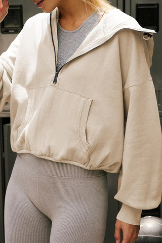 Half-Zip Hoodie with Kangaroo Pocket