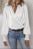 Draped V-Neck Blouse with Statement Sleeves