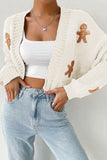 Gingerbread Applique Open-Front Cardigan