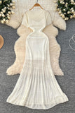 Open Knit Maxi Dress with Inner Slip