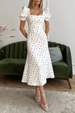 Puff-Sleeve Floral Casual Dress