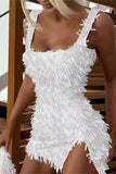 Textured Embellished Mini Dress