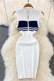 Sleeveless Zip-Front Casual Dress