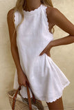 Scalloped Hem Sleeveless Casual Dress