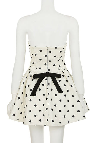 Strapless Polka Dot Casual Dress