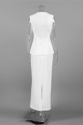 Buttoned Skirt Set Elegance