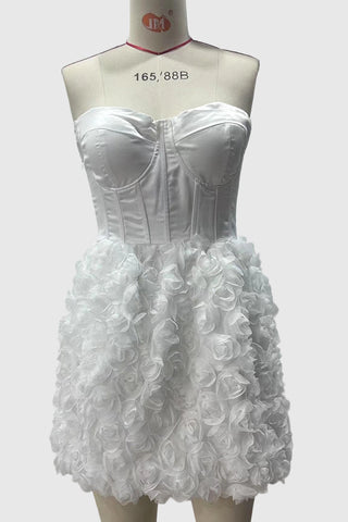 Strapless Floral Evening Dress