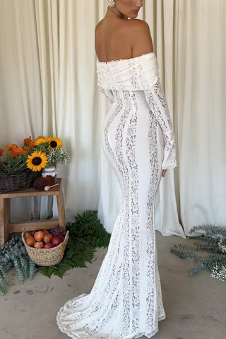 Off-Shoulder Lace Casual Dress