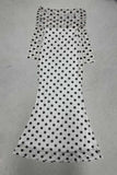 Off-Shoulder Polka Dot Casual Dress