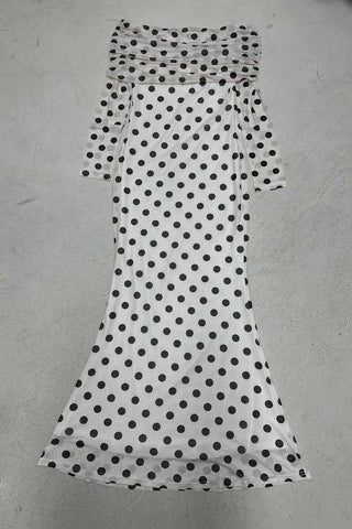 Off-Shoulder Polka Dot Casual Dress