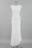 Cap-Sleeve Lace Maxi Dress