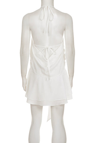 Halter Wrap Dress with Ruffled Hem